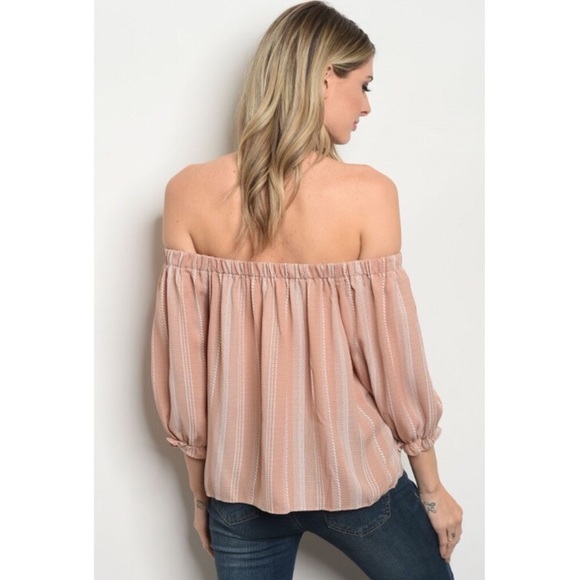 💖Blush Striped Off The Shoulder Top S-M-L💖 - Picture 5 of 6